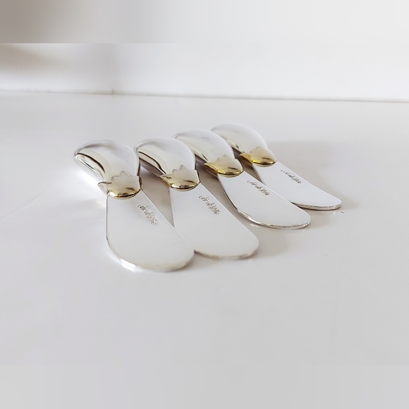 Set of 4 eggplant-shaped spreadable knives Silverplated - Picture 4 of 8